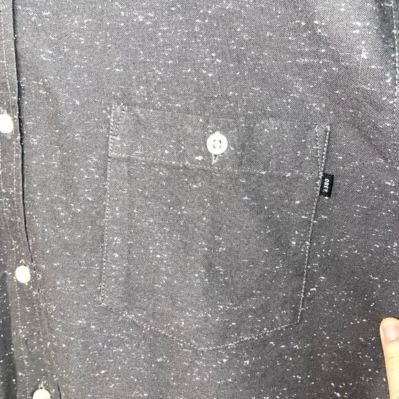 Obey Worldwide Button Down Shirt Mens Vintage Size XL Flannel White Speckled - Picture 3 of 9